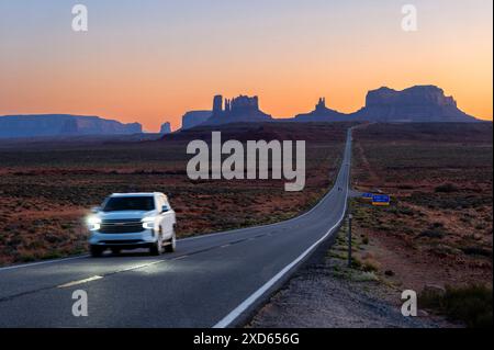 Forrest Gump Point al tramonto; Monument Valley; Utah; USA Foto Stock