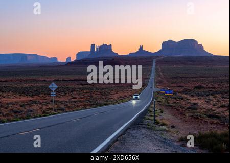 Forrest Gump Point al tramonto; Monument Valley; Utah; USA Foto Stock