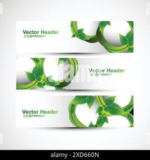 testate ecologiche con foglie Illustrazione Vettoriale