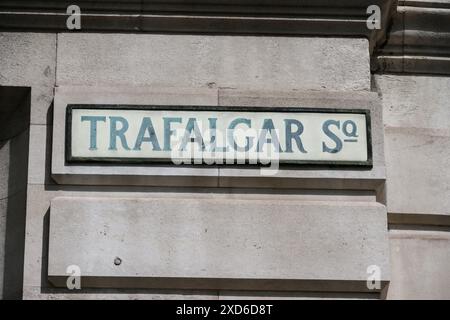 Trafalgar Square, cartello stradale, Londra, Regno Unito. 16 giugno 2024 Foto Stock