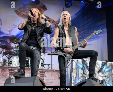 Copenaghen, Danimarca. 20 giugno 2024. Swedish HammerFall sul palco di Hades giovedì 20 giugno 2024 durante il Copenhell Rock and metal festival al Refshaleoeen di Copenaghen. (Foto: Torben Christensen/Scanpix 2024) credito: Ritzau/Alamy Live News Foto Stock