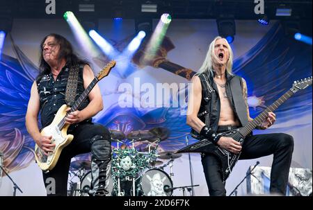 Copenaghen, Danimarca. 20 giugno 2024. Swedish HammerFall sul palco di Hades giovedì 20 giugno 2024 durante il Copenhell Rock and metal festival al Refshaleoeen di Copenaghen. (Foto: Torben Christensen/Scanpix 2024) credito: Ritzau/Alamy Live News Foto Stock