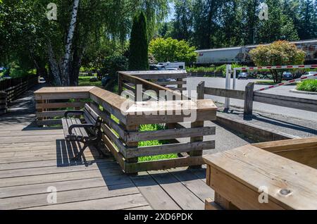 Fort Langley Waterfront sulle rive del fiume Fraser, Langley, Canada, BC Foto Stock