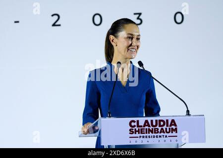 20 giugno 2024, città del Messico, città del Messico, Messico: La presidente eletta virtuale del Messico, Claudia Sheinbaum Pardo, ha presentato oggi sei dei suoi collaboratori che faranno parte del suo gabinetto presidenziale e la accompagneranno per tutto il suo semestre. Ernestina Godoy Ramos sarà Consigliere legale della Presidenza, Juan RamÃ³n de la Fuente sarà Segretario degli affari Esteri, Julio Berdegué sarà il nuovo capo del Ministero dell'Agricoltura, Â . Alicia BÃ¡rcena, Segretario dell'ambiente e delle risorse naturali, Rosaura Ruiz, Segretario del Consiglio Nazionale delle Scienze, delle Scienze e delle tecnologie Foto Stock