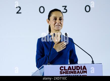 Città del Messico, città del Messico, Messico. 20 giugno 2024. La presidente eletta virtuale del Messico, CLAUDIA SHEINBAUM PARDO, ha presentato oggi sei dei suoi collaboratori che faranno parte del suo gabinetto presidenziale. (Credit Image: © Jorge Nunez/ZUMA Press Wire) SOLO PER USO EDITORIALE! Non per USO commerciale! Foto Stock