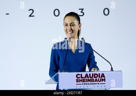 Città del Messico, città del Messico, Messico. 20 giugno 2024. La presidente eletta virtuale del Messico, CLAUDIA SHEINBAUM PARDO, ha presentato oggi sei dei suoi collaboratori che faranno parte del suo gabinetto presidenziale. (Credit Image: © Jorge Nunez/ZUMA Press Wire) SOLO PER USO EDITORIALE! Non per USO commerciale! Foto Stock