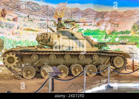 Royal Tank Museum, Amman, Giordania - 4 maggio 2024: M48 Patton, l'iconico carro armato americano degli anni '1950, in mostra presso il prestigioso Royal Tank Museum in Foto Stock