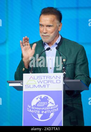 Vienna, Austria. 20 giugno 2024. Austrian World Summit 2024 - The Schwarzenegger Iniative - il 20 giugno 2024, a Vienna, Austria., Arnold SCHWARZENEGGER, conferenza - 20240620 PD1771 credito: APA-PictureDesk/Alamy Live News Foto Stock