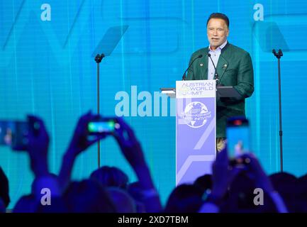 Vienna, Austria. 20 giugno 2024. Austrian World Summit 2024 - The Schwarzenegger Iniative - il 20 giugno 2024, a Vienna, Austria., Arnold SCHWARZENEGGER, conferenza - 20240620 PD1755 credito: APA-PictureDesk/Alamy Live News Foto Stock