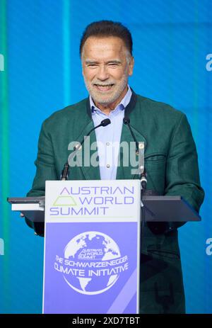 Vienna, Austria. 20 giugno 2024. Austrian World Summit 2024 - The Schwarzenegger Iniative - il 20 giugno 2024, a Vienna, Austria., Arnold SCHWARZENEGGER, conferenza - 20240620 PD1765 credito: APA-PictureDesk/Alamy Live News Foto Stock