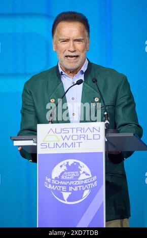 Vienna, Austria. 20 giugno 2024. Austrian World Summit 2024 - The Schwarzenegger Iniative - il 20 giugno 2024, a Vienna, Austria., Arnold SCHWARZENEGGER, conferenza - 20240620 PD1701 credito: APA-PictureDesk/Alamy Live News Foto Stock