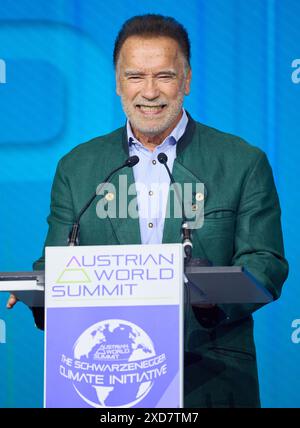 Vienna, Austria. 20 giugno 2024. Austrian World Summit 2024 - The Schwarzenegger Iniative - il 20 giugno 2024, a Vienna, Austria., Arnold SCHWARZENEGGER, conferenza - 20240620 PD1707 credito: APA-PictureDesk/Alamy Live News Foto Stock