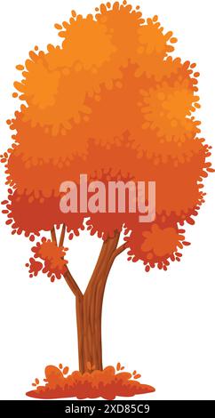 Albero autunnale colorato. L'albero di autunno giallo e l'icona del giardino autunnale con foglie d'oro autunnali per il parco cittadino e il paesaggio forestale Illustrazione Vettoriale