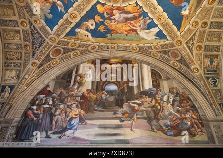 Affresco di Raffaello nel Palazzo Apostolico. Vaticano, Roma. Italia Foto Stock