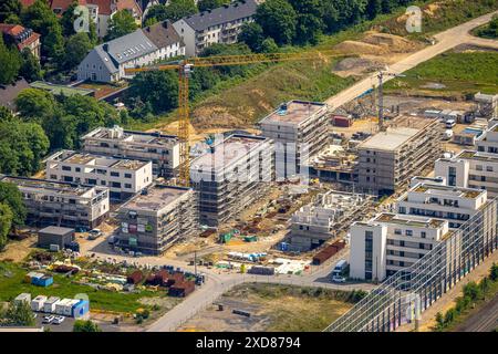 Luftbild, Baustelle Kronprinzenviertel für Neubau von Wohnungen, Hertha-Hoffmann-Straße, am Wasserturm Südbahnhof, Ruhrallee, Dortmund, Ruhrgebiet, no Foto Stock