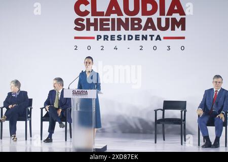 Claudia Sheinbaum presenta il suo Gabinetto di governo Claudia Sheinbaum Pardo , entrante presidente del Messico, interviene durante la presentazione della prima parte del suo Gabinetto presso il Museo interattivo di economia MIDE. Il 20 giugno 2024 a città del Messico, Messico. Foto di Jose Luis Torales/ Eyepix Group città del Messico CDMX Messico Copyright: XJosexLuisxToralesxxEyepixxGroupx Foto Stock
