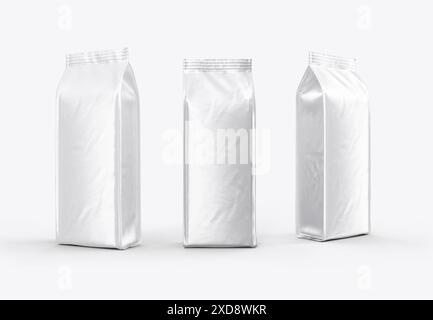 Confezionamento sacchetto di caffè Mockup 3D Rendering isolato su sfondo bianco Foto Stock