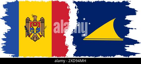 Tokelau e Moldova grunge bandiere connessione, vettore Illustrazione Vettoriale