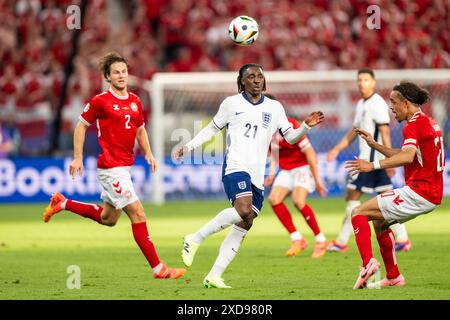 Francoforte, Germania. 20 giugno 2024. Eberechi Eze (21) dell'Inghilterra visto durante la partita di UEFA Euro 2024 nel gruppo C tra Danimarca e Inghilterra al Deutsche Bank Park di Francoforte. Credito: Gonzales Photo/Alamy Live News Foto Stock