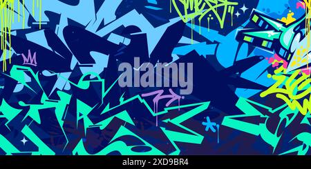 Sfondo di illustrazione vettoriale alla moda hip hop astratto Urban Street Art Graffiti Style Illustrazione Vettoriale