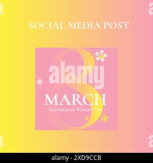 8 marzo giornata internazionale delle donne post Illustrazione Vettoriale