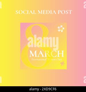 8 marzo giornata internazionale delle donne post Illustrazione Vettoriale
