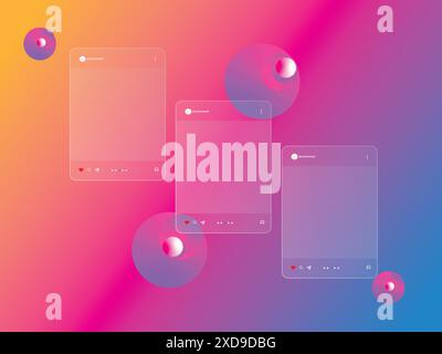 Modello post carosello social media Illustrazione Vettoriale