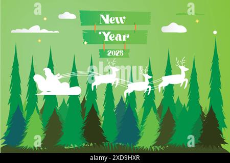 Buon Natale e felice anno nuovo 2025 sfondo moderno Illustrazione Vettoriale