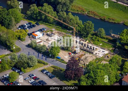 Vista aerea, cantiere IM Weinhof, presso lo stabilimento del gruppo Bilstein, Hohenlimburg, Hagen, regione della Ruhr, Renania settentrionale-Vestfalia, Germania, DE, Europa, A. Foto Stock