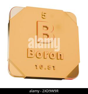 Icona dorata 3D - elemento boro (B) dalla tabella periodica Foto Stock