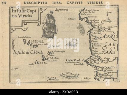 Insulae Capitis Viridis di Bertius / Langenes. La mappa delle isole di Capo Verde 1603 Foto Stock