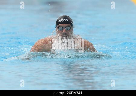 Roma, Italia. 21 giugno 2024. Nicolo' Martinenghi d'Italia gareggia nei 100m Breaststroke Men Heats durante il 60° Settecolli Swim Meeting allo stadio del nuoto di Roma, 21 giugno 2024. Crediti: Insidefoto di andrea staccioli/Alamy Live News Foto Stock