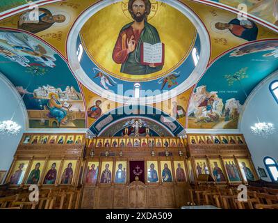 Affreschi interni, Chiesa di San Nicola, Geroskipou, Paphos, Cipro Foto Stock