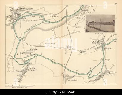 FIUME TAMIGI Abingdon Sutton Courtney Wittenham, Clifton Hampden. TUNT 1887 mappa Foto Stock