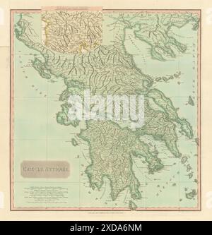 "Graeciae Antiquae'. Grecia antica. D'ANVILLE 1815 antica mappa grafico del piano Foto Stock