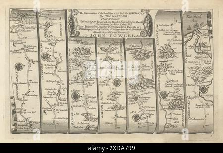 Bromyard - Leominster - Presteigne - Aberystwyth. GARDNER Road MAP #3 1719 Foto Stock