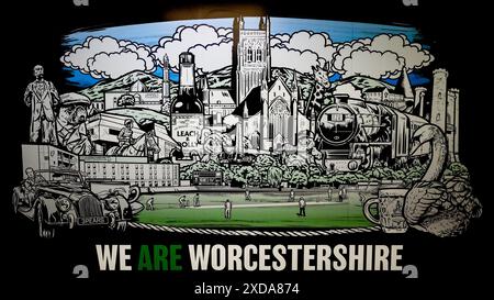 Worcester, Regno Unito. 21 giugno 2024. Cartellonistica in mostra all'ingresso principale del terreno presa in vista del Vitality T20 Blast match tra Worcestershire Rapids e Birmingham Bears a New Road, Worcester, Regno Unito, il 21 giugno 2024. Foto di Stuart Leggett. Solo per uso editoriale, licenza richiesta per uso commerciale. Non utilizzare in scommesse, giochi o pubblicazioni di singoli club/campionato/giocatori. Crediti: UK Sports Pics Ltd/Alamy Live News Foto Stock