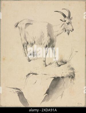 Vintage ArtWork Study of a Goat, anni '1700 Jean Jacques de Boissieu (francese, 17361810). Inchiostro nero Foto Stock