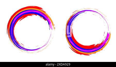 Illustrazione vettoriale del simbolo del pennello giapponese del cerchio rosso Enso zen. Illustrazione Vettoriale