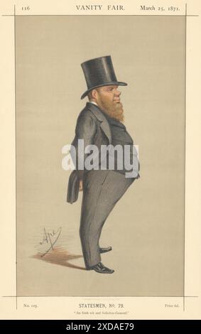 VANITY FAIR SPY CARTOON Richard Dowse 'un wit irlandese e Solicitor-Generale' 1871 Foto Stock