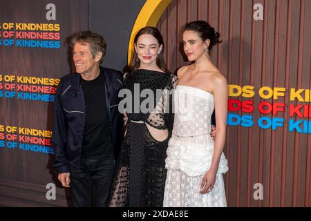 New York, Stati Uniti. 20 giugno 2024. Willem Dafoe, Emma Stone e Margaret Qualley sono presenti alla prima di New York 'Types of Kindness' al Museum of Modern Art di New York, New York, USA, il 20 giugno 2024. (Foto di Thenews2/NurPhoto) crediti: NurPhoto SRL/Alamy Live News Foto Stock