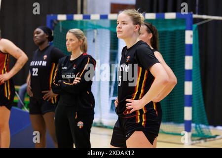 Kortrijk, Belgio. 21 giugno 2024. Becky Massey del Belgio nella foto durante la giornata mediatica della nazionale belga "The Belgian Cats" a Kortrijk, venerdì 21 giugno 2024. BELGA FOTO KURT DESPLENTER credito: Belga News Agency/Alamy Live News Foto Stock