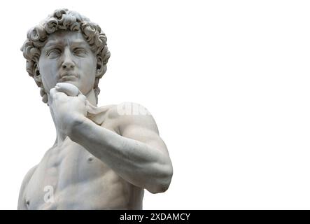 Copia della scultura in marmo del David di Michelangelo, Mosca, Russia. Antica scultura greca, statua dell'eroe Foto Stock