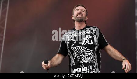 Copenaghen, Danimarca. 21 giugno 2024. Australian Karnivool on Hades Stage venerdì 21 giugno 2024 durante il Copenhell Rock and Metal festival a Refshaleoeen a Copenaghen. (Foto: Torben Christensen/Scanpix 2024) credito: Ritzau/Alamy Live News Foto Stock