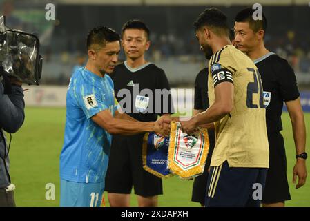 Kolkata, India. 6 giugno 2024. Partita di qualificazione per la Coppa del mondo FIFA 2026 Asia tra India e Kuwait al Salt Lake Stadium di Kolkata il 6 giugno 2024. (Foto di Dipa Chakraborty/Pacific Press/Sipa USA) credito: SIPA USA/Alamy Live News Foto Stock