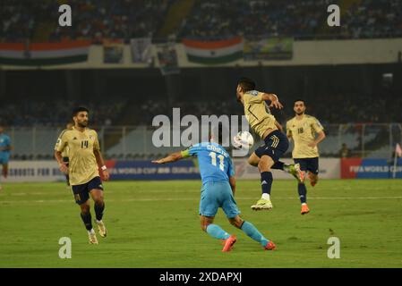 Kolkata, India. 6 giugno 2024. Partita di qualificazione per la Coppa del mondo FIFA 2026 Asia tra India e Kuwait al Salt Lake Stadium di Kolkata il 6 giugno 2024. (Foto di Dipa Chakraborty/Pacific Press/Sipa USA) credito: SIPA USA/Alamy Live News Foto Stock