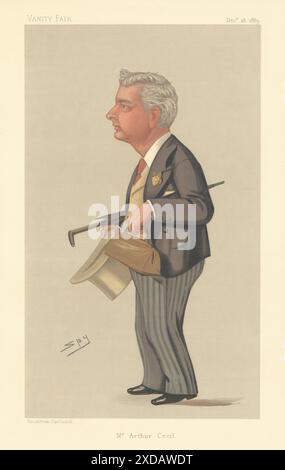 VANITY FAIR SPIA CARTONE ANIMATO 'MR Arthur Cecil' Teatro attore comico drammaturgo 1889 Foto Stock