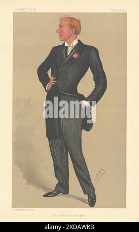 VANITY FAIR SPIA CARTONE ANIMATO "MR Herbert Beerbohm Tree". Theatre Actor 1890 stampa Foto Stock