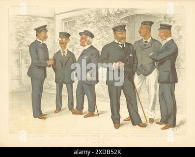 VANITY FAIR SPIA CARTONE ANIMATO FOLIO. Il RYS a Cowes. Yachting 1894 vecchia stampa Foto Stock