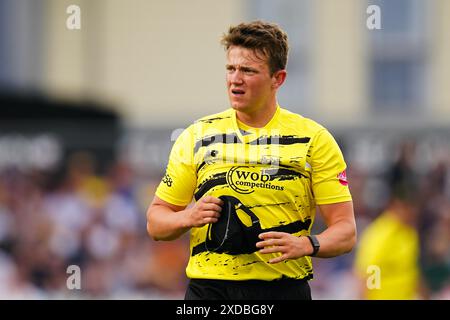 Bristol, Regno Unito, 21 giugno 2024. Josh Shaw del Gloucestershire durante il Vitality Blast match T20 tra Gloucestershire e Somerset. Crediti: Robbie Stephenson/Gloucestershire Cricket/Alamy Live News Foto Stock